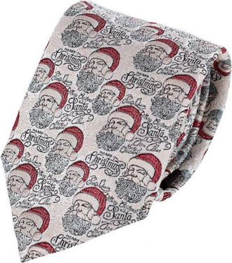 Trafalgar Store Santa Claus Is Watching Silk Novelty Necktie in Cream at Nordstrom