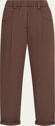 Brunello Cucinelli Tapered Lightweight Poplin Crop Pants