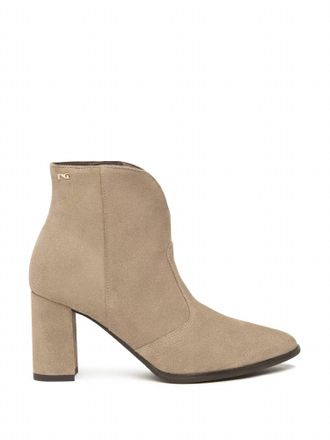 Nero Giardini Womens Velour High Heel Ankle Bootie In Tan