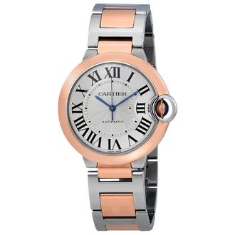 Cartier Pre-owned Cartier Ballon Bleu De Cartier Silvered Flinque Guilloche Dial Ladies Watch W2BB0003