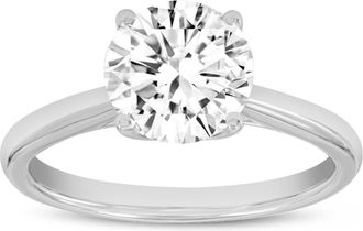 LuvMyJewelry 14K White Gold Round Cut Lab Grown Diamond Solitaire Engagement Ring - 2.04 ctw