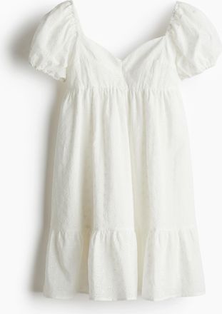 H&M Kleid mit Puffärmeln - White