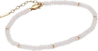 Alex and Ani Clear Quartz Semi-Precious Beaded Anklet in White/Gold at Nordstrom