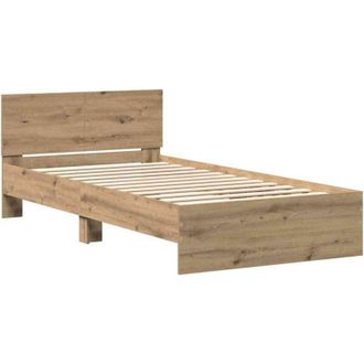 vidaXL Vidaxl - Estructura de cama con cabecera Roble artesanal 100 x 200 cm