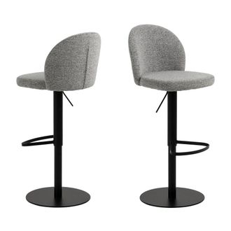 DRAWER Taburete de bar ajustable de tela y metal H55-80cm - Gris