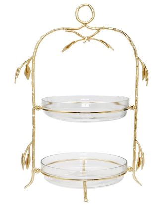 Alice Pazkus 2-Tiered Centerpiece Glass With Gold Leaf
