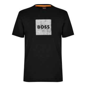 HUGO BOSS Heren Gestikt Katoenen Logo T-shirt (Zwart)