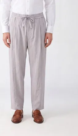 Ziggy Chen Pantaloni wide leg in misto lino e seta con coulisse in vita