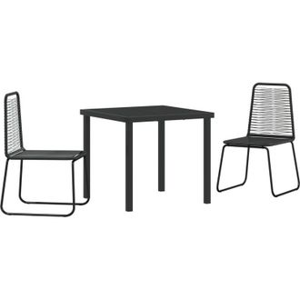 vidaXL Conjunto De Comedor De Jard&iacute;n 3 Pcs Negro Polirat&aacute;n Vidaxl