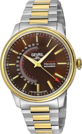 Gevril Group Guggenheim Automatic 316L Stainless Steel Brown Dial, 316L Stainless Steel IP gold Satin and Polished Bracelet
