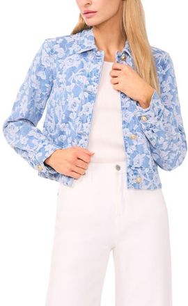 Ted Baker Rose Print Denim Jacket in Granada Sky at Nordstrom, Size X-Small