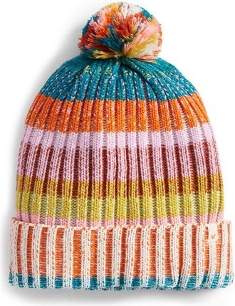 Verloop Mosaic Stripe Pompom Beanie in Rust Lilac at Nordstrom