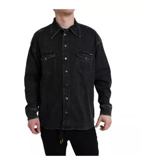 Dolce & Gabbana Denim Shirts, female, Black, Size: M Button Down Casual Shirt