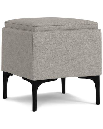 Simpli Home Natasha 18In Mid Century Square Storage Ottoman With Tray