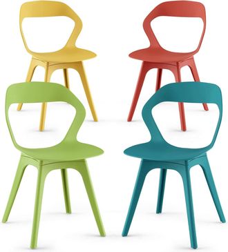 Costway Costway Set Di 4 Sedie Da Pranzo, Sedie Per Cucina 4 Pezzi, Sedie Moderne Laterali Per La Sala Da Pranzo, Soggiorno E Sala DAttesa, Facile Da Montare 