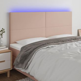 vidaXL Cabecero Luces Led Cuero Sint&eacute;tico Capuchino 180x5x118/128 Cm Vidaxl