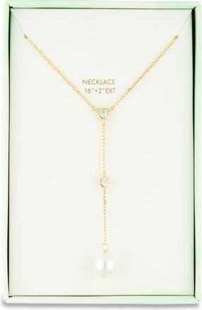 Argento Vivo Freshwater Pearl Figaro Lariat Necklace in Gold at Nordstrom Rack