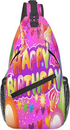 Generic Happy Birthday Balloon Heart Birthday Hat Chest Bag Lightweight Shoulder Bag Breathable Crossbody Bags For Sports Outdoors Workout