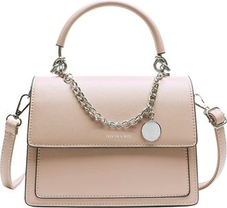 Generic Top Handle Crossbody Bag for Women Small Leather Satchel Handbags Fashion Shoulder Bag Flap Top Handle Purses (Pink)