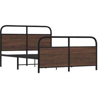 vidaXL Metal Bed Frame without Mattress Brown Oak 137x190 cm Vidaxl