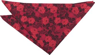 DQT Floral Rose Wedding Pocket Square Handkerchief for Men - Red