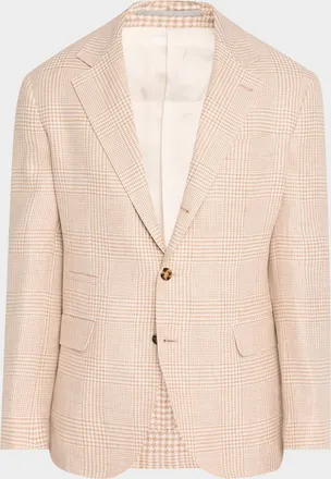 Brunello Cucinelli Men & apos;s Macro Prince of Wales Single-Breasted Sport Coat