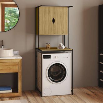 IDMarket Mobile per lavatrice DETROIT con armadio, design industriale