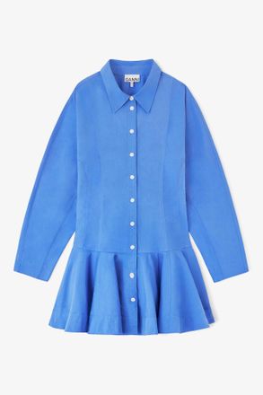 Ganni Navy Shirt Dress in Blue Cotton - Size 10/12 Organic