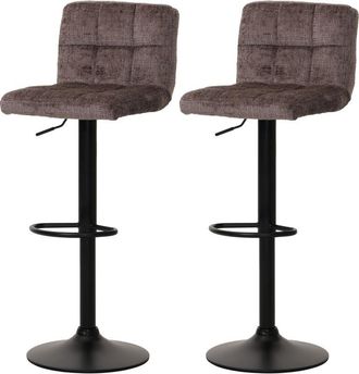 Hhg Hhg - Lote De 2 Taburetes De Bar 847, Taburete De Barra Taburete De Bar, Altura Regulable Giratorio, Tejido De Chenilla (465g/m&sup2;) Mvg, Marr&oacute;n