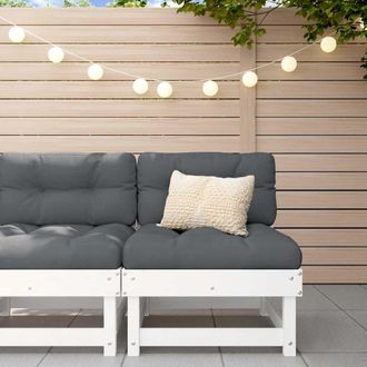 vidaXL Sof&aacute; Central Con Cojines Madera Maciza De Pino Blanco Vidaxl