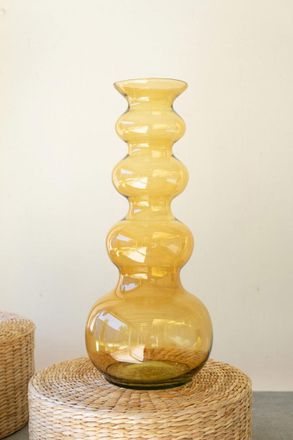 Kalalou Large Glass Bubble Vase - Amber