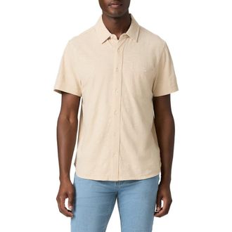 Paige Carillo Short Sleeve Button-Up Shirt in Pale Khaki at Nordstrom, Size Medium
