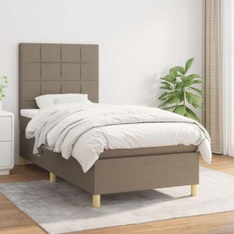 vidaXL Cama Box Spring Con Colch&oacute;n Tela Gris Taupe 80x200 Cm Vidaxl