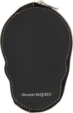 Alexander McQueen Skull-Embossed Calf Skin Card Case - Black