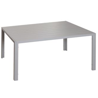 Hhg Nunca Usado] Mesa De Comedor De Aluminio Hhg 601, Mesa Bistro Mesa De Jard&iacute;n Mesa De Balc&oacute;n, Resistente A La Intemperie 140x80cm, Gris Claro