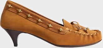 Khaite 45mm Milly Suede Moccasin Pumps