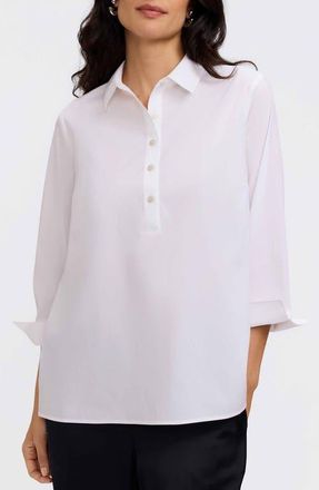 Foxcroft Therese Button Back Popover Shirt in White at Nordstrom, Size X-Large