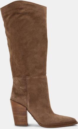 Steve Madden Womens Bronty Knee High Block Heel Boots in Taupe Suede - Size UK 7