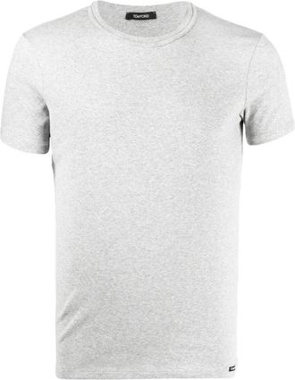 Tom Ford Basic Katoenen T-shirt met Ronde Hals - Heren - T-shirts - Grijs - S - Katoen - Tops