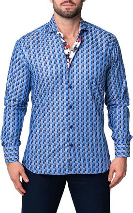 Maceoo Einstein Burn Blue Button-Up Shirt at Nordstrom, Size 2