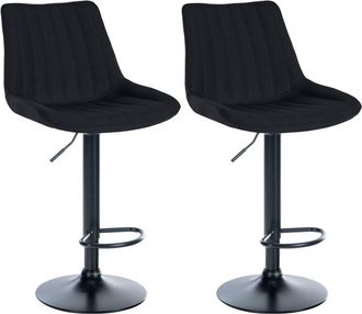 Clp Clp - Set De 2 Taburetes De Bar Toni En Tela Negro Metal Negro Mate