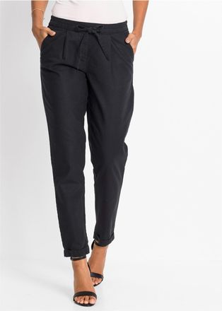 Bonprix Leinenhose BONPRIX Leinenhose, Damen, Gr. 36, N-Gr, schwarz, Obermaterial: 55% Leinen, 45% Baumwolle, regular fit, Hosen Leinenhose, aus Leinen und Ba