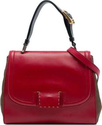 Fendi Pre-owned Fendi Leather and Pequin Canvas Selleria Silvana Satchel Ladies W0OPYL14QLQXTWRD