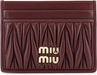 Miu Miu Lamb Leather Cardholder - female - Miu Miu - Wallets & Cardholders - Red - ONE SIZE - Accessories