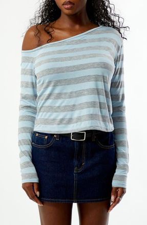 PacSun Olivia Stripe Off the Shoulder Top in Light Blue at Nordstrom, Size Xx-Small
