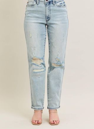 Judy Blue Raina Mid-Rise Boyfriend Jean In Beige