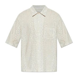 AllSaints Cruz Leo Shirt - Heren - Korte mouwen Overhemden - Grijs - XL - Katoen - Overhemden