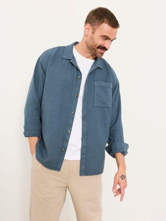 Fat Face FatFace Salcombe Relaxed Fit French Navy Long Sleeve Garment Dye Shirt
