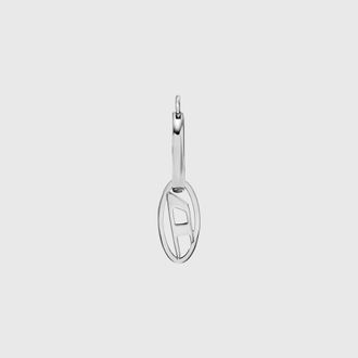 Diesel Stainless Steel Hoop Earring - Earrings - Unisex - Silver
