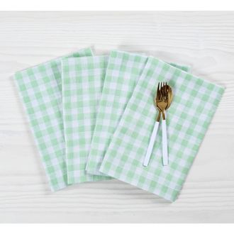Solino Home Linen Dinner Napkins Set of 4, 20 x 20 Inch for Dining Table, Holiday and Everyday Table Decor - Gingham Check in Celadon at Nordstrom
